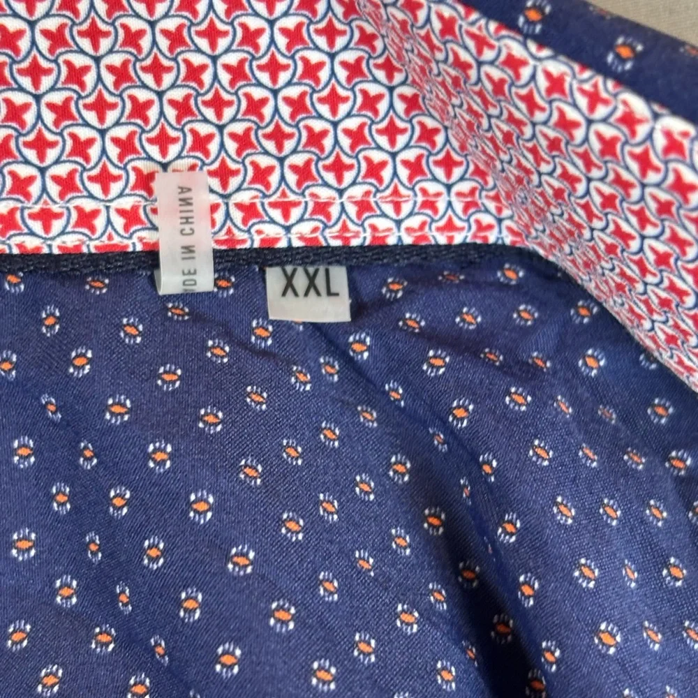 Bugatchi Button Up Shirt Shaped Fit Men’s Xxl Blue Geometric Print - Picture 5 of 9